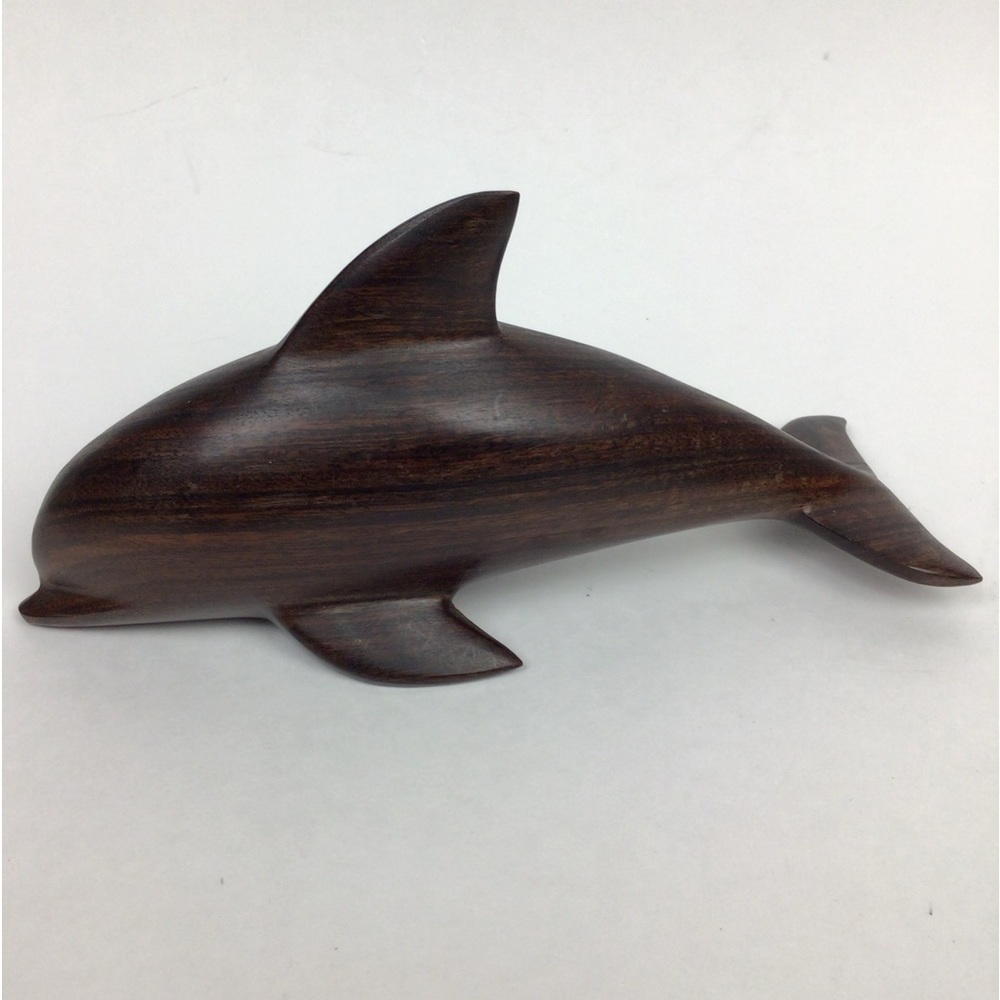 Hand Carved Wooden Dolphin in CocoBolo wood Art Sculpture Small 8”